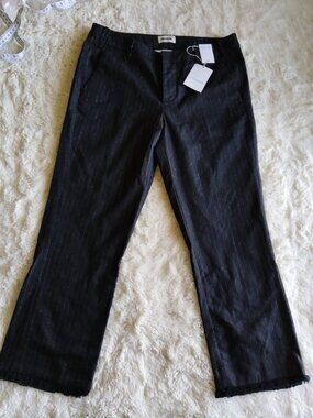 NWT Zadig & Voltaire Black Pinstripe Frayed Hem Trousers